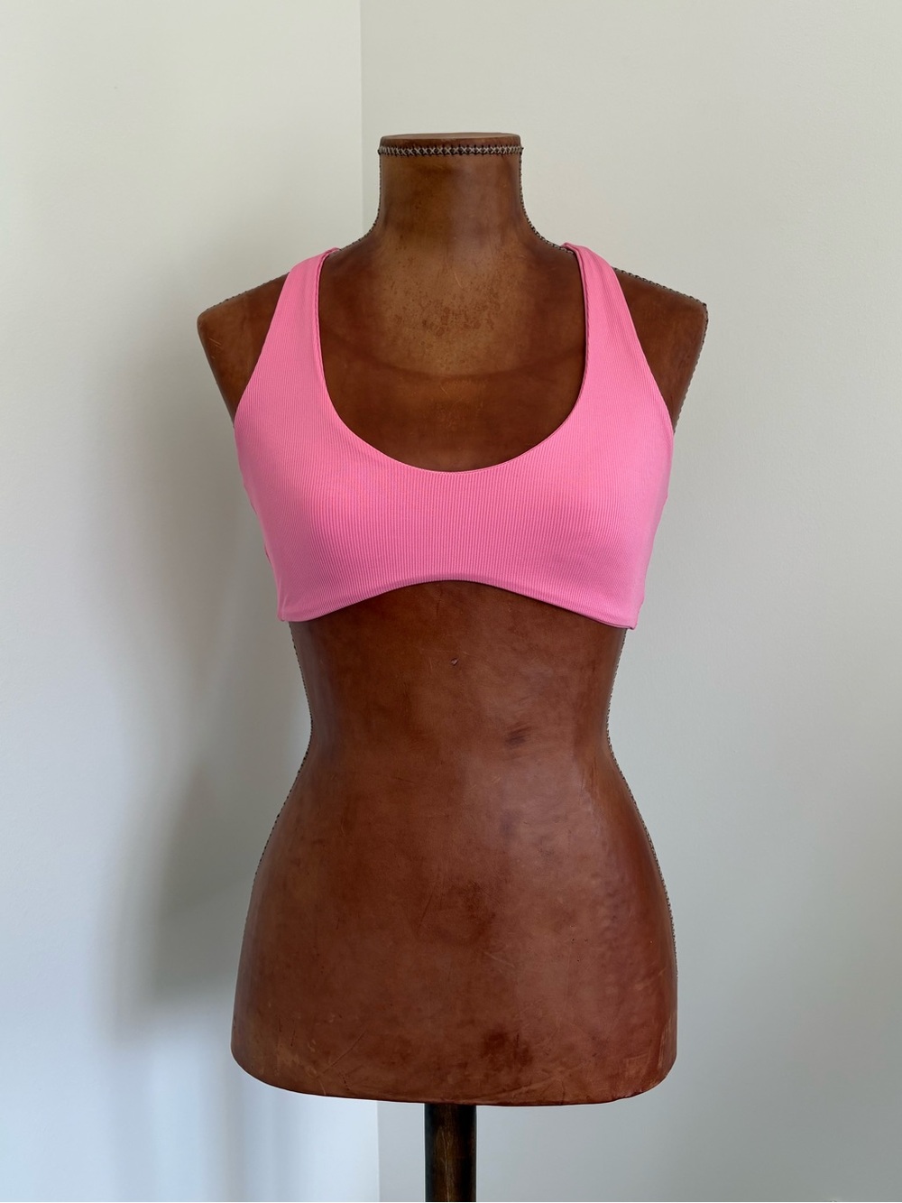 Naked Wardrobe Pink Ribbed Scoop Swim Top